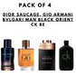 Pack Of 4 Dior Sauvage,Gio Armani, Bvlgari Man black, Ck One
