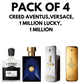 Pack Of 4 - Creed Aventus, Versce, One Million Lucky, One million