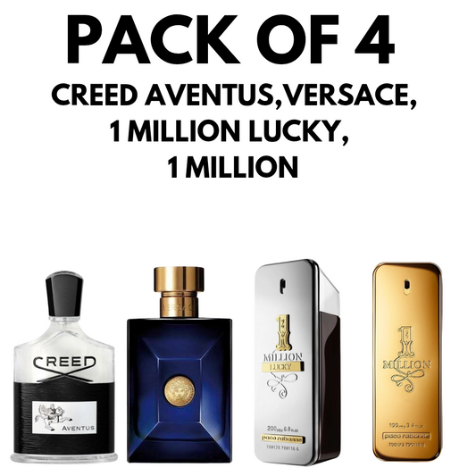 Pack Of 4 - Creed Aventus, Versce, One Million Lucky, One million